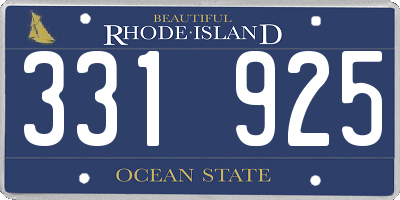 RI license plate 331925