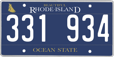 RI license plate 331934