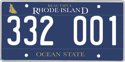 RI license plate 332001
