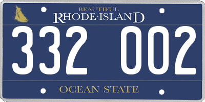 RI license plate 332002