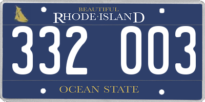RI license plate 332003