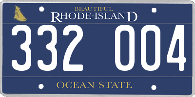 RI license plate 332004