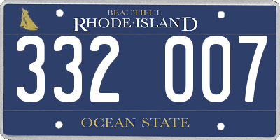 RI license plate 332007
