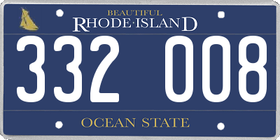 RI license plate 332008