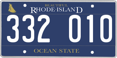 RI license plate 332010