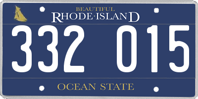 RI license plate 332015