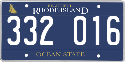 RI license plate 332016