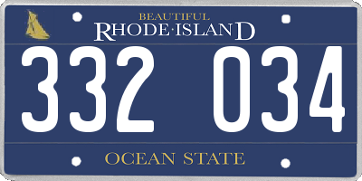 RI license plate 332034