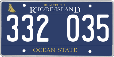 RI license plate 332035