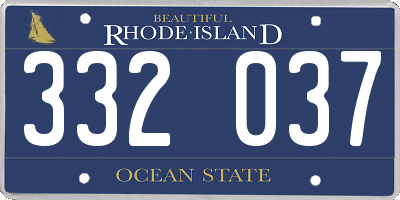 RI license plate 332037