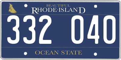 RI license plate 332040