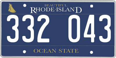 RI license plate 332043
