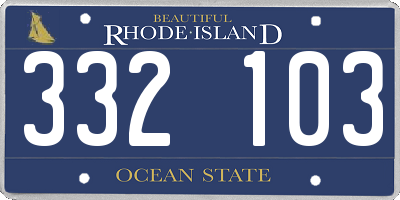 RI license plate 332103