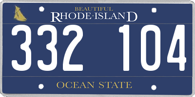 RI license plate 332104