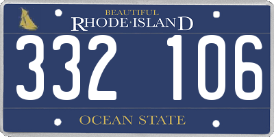 RI license plate 332106