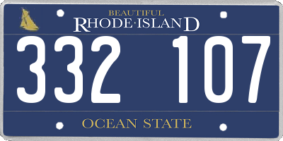 RI license plate 332107