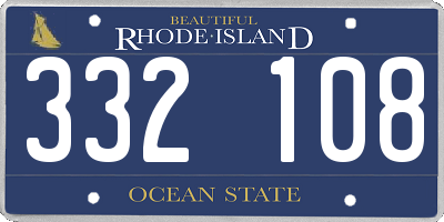 RI license plate 332108