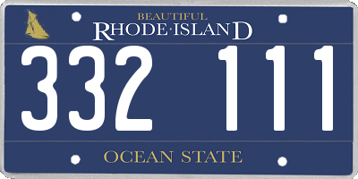 RI license plate 332111