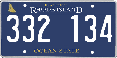 RI license plate 332134