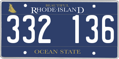 RI license plate 332136