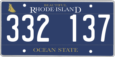 RI license plate 332137