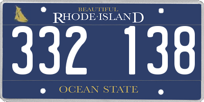 RI license plate 332138