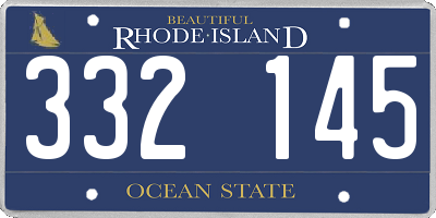 RI license plate 332145