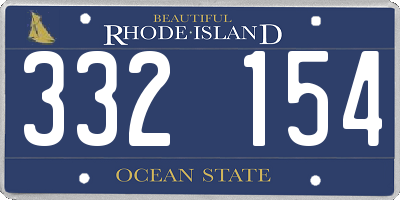 RI license plate 332154