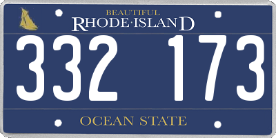 RI license plate 332173