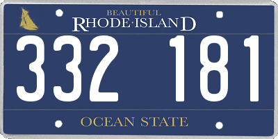 RI license plate 332181