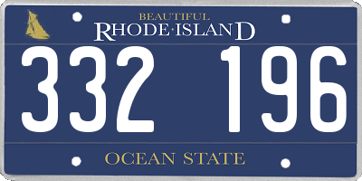 RI license plate 332196