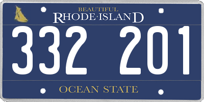 RI license plate 332201