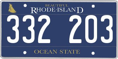 RI license plate 332203