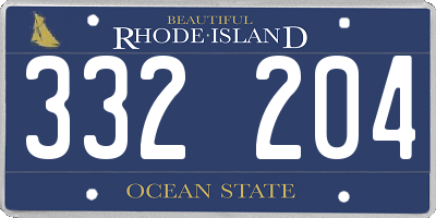 RI license plate 332204