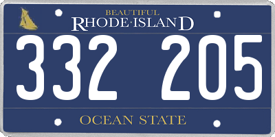 RI license plate 332205