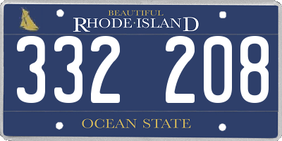 RI license plate 332208