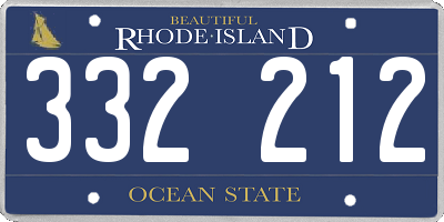 RI license plate 332212