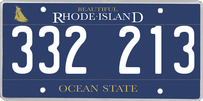 RI license plate 332213