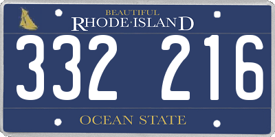 RI license plate 332216