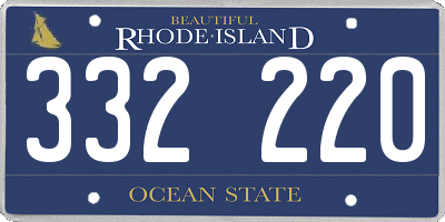 RI license plate 332220