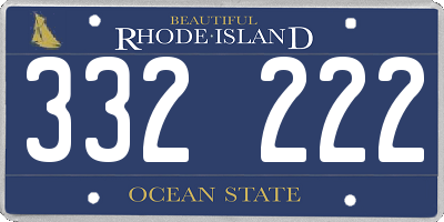RI license plate 332222