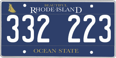 RI license plate 332223