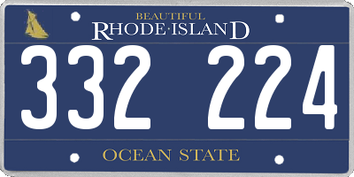RI license plate 332224