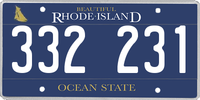 RI license plate 332231