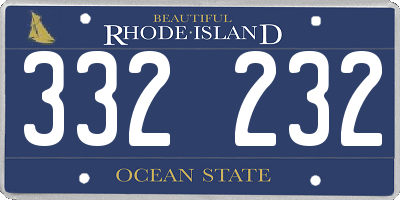 RI license plate 332232