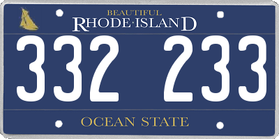 RI license plate 332233