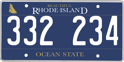 RI license plate 332234