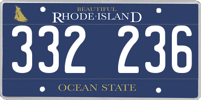 RI license plate 332236