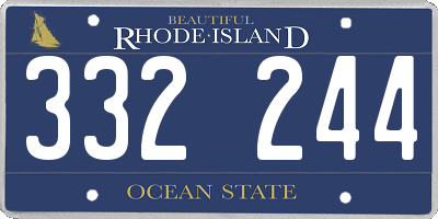 RI license plate 332244