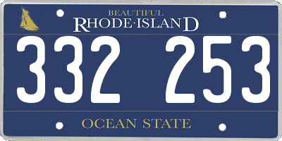 RI license plate 332253